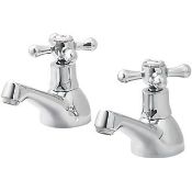 (J21) ETEL BATH PILLAR TAPS. 1/4 Turn Suitable for High & Low Pressure Systems Chrome Waste ...