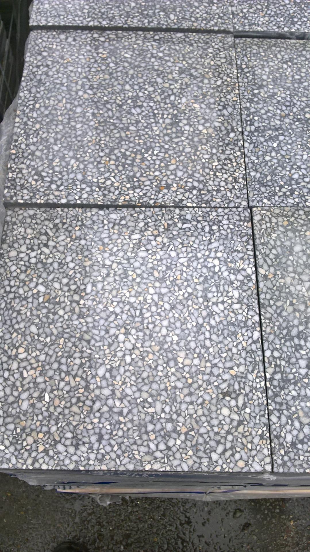1 x pallet of brand new (z30099) grey terrazzo tiles ( 24 square yards coverage)