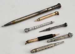 Antique 7 x Propelling Pencils Includes Silver Examples