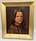 Antique Art Decorative Painting Oil On Board Girl Framed