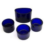 Antique 4 x Blue Glass Liners