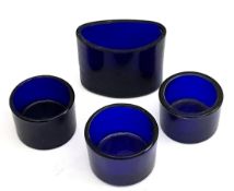 Antique 4 x Blue Glass Liners