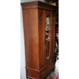 Antiques Victorian / Edwardian Hardwood Wardrobe With Bevelled Glass Door Mirror