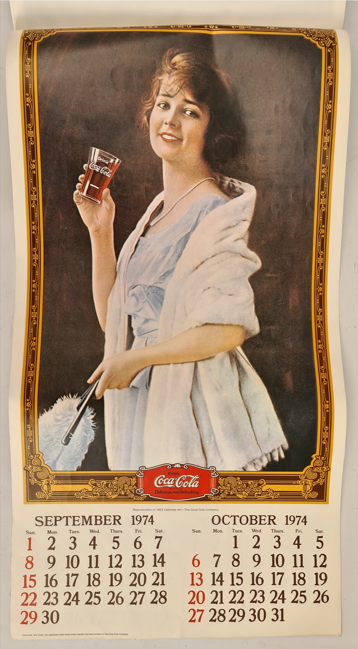 Vintage 1974 Coca Cola Wall Calendar - Image 2 of 4