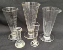 Antique Selection of 7 Glass Items Includes Apothecary Measuring Glasses