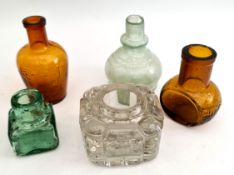 Antique 5 Assorted Collectable Bottles Includes USA Bottle