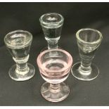 Four Victorian Glass Penny Lick Glasses