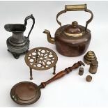 Antique Parcel of Collectable Pewter Copper & Brass Includes Weights
