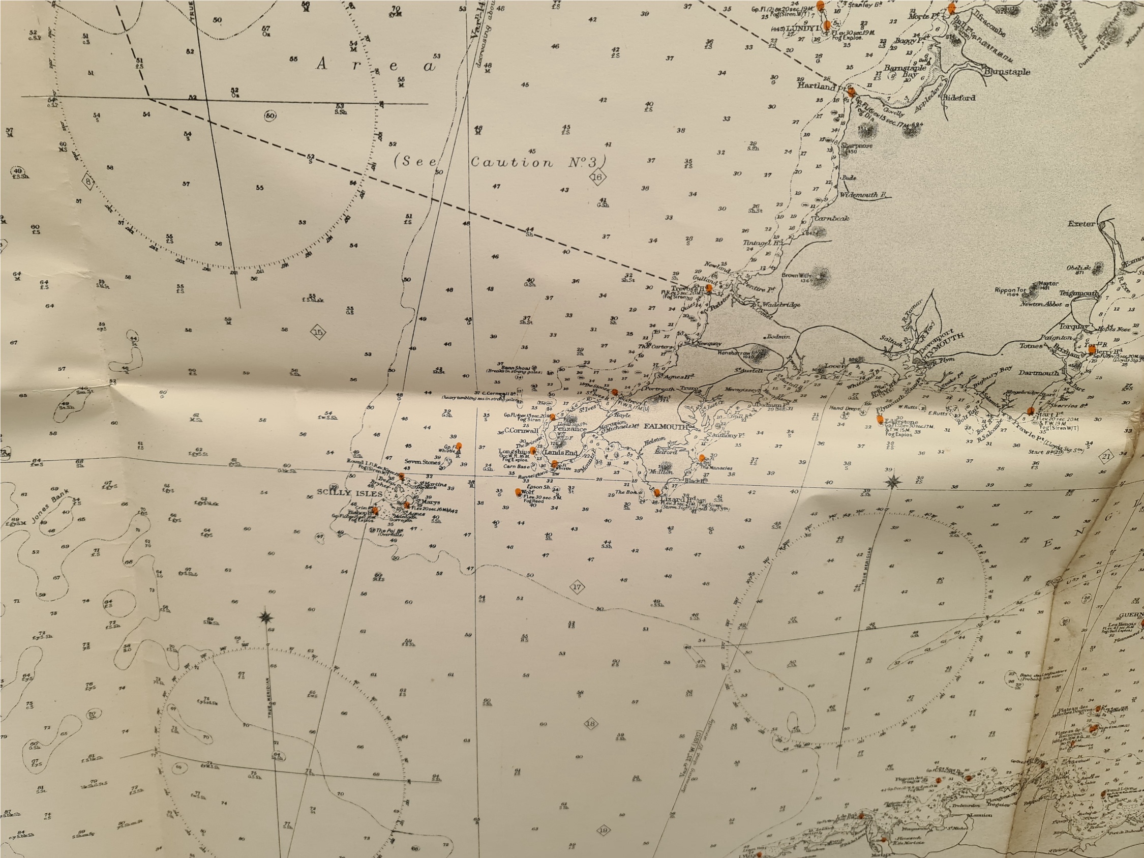 WWII Military British Naval English Channel & Western Approaches Map - Image 3 of 6