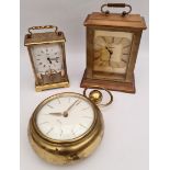 Three Brass Clocks Includes Carriage Clock