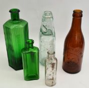 Antique 5 Assorted Collectable Bottles Includes I.O.M. Bottle