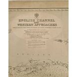 WWII Military British Naval English Channel & Western Approaches Map
