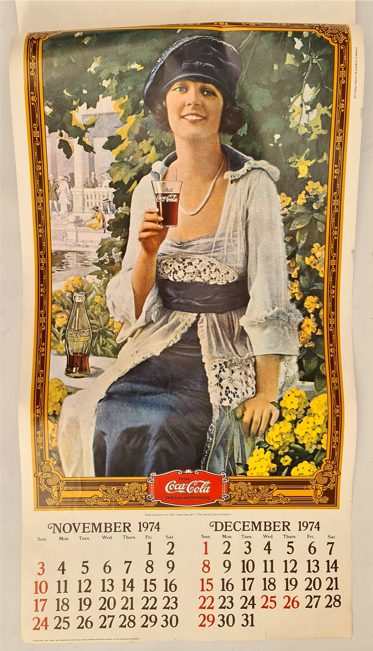 Vintage 1974 Coca Cola Wall Calendar - Image 3 of 4