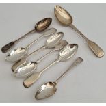 Antique Parcel of 7 Sterling Silver Spoons Includes Georgian & Exeter Hallmarks