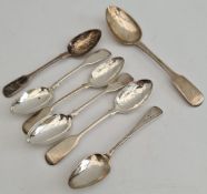 Antique Parcel of 7 Sterling Silver Spoons Includes Georgian & Exeter Hallmarks