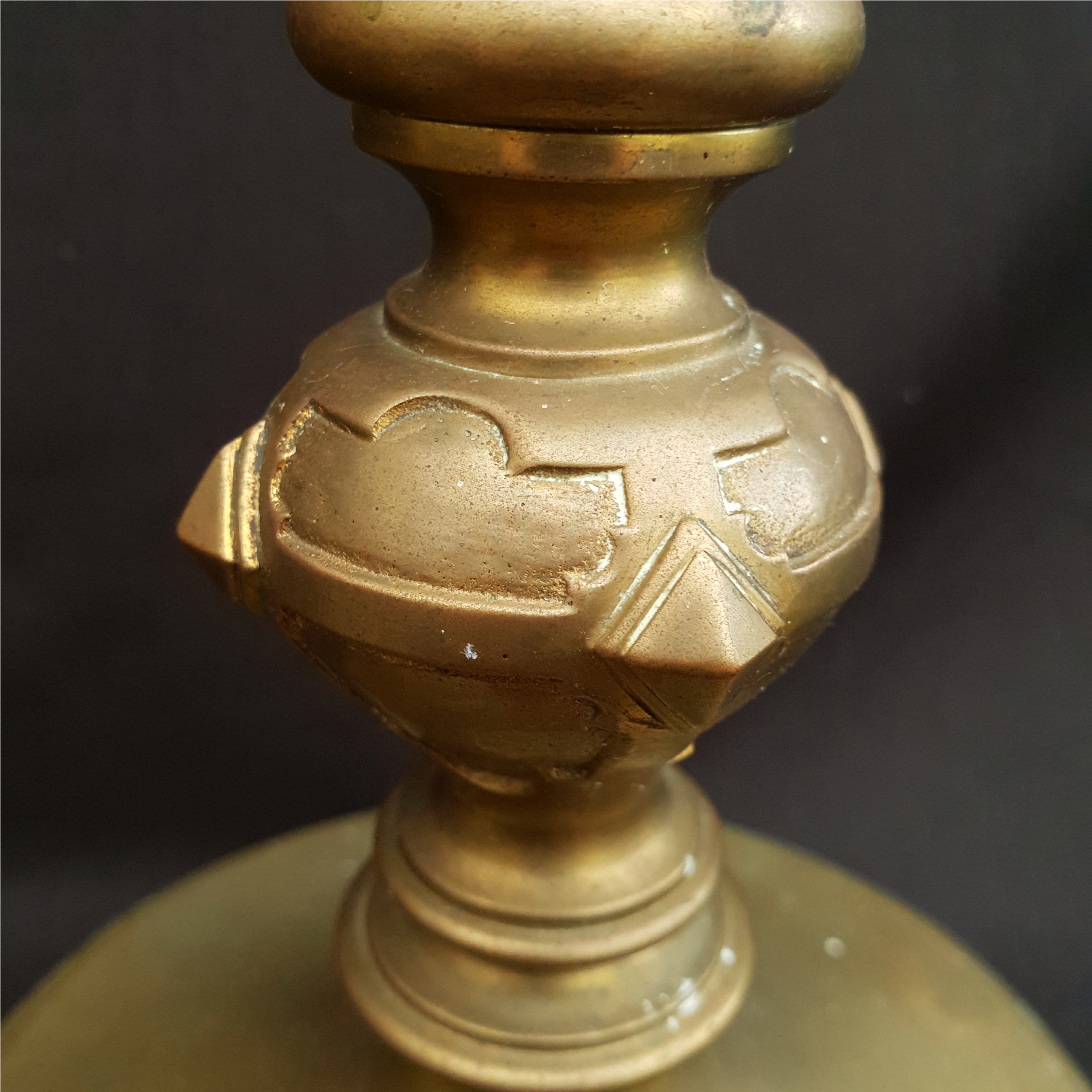 Antique Pair Converted Brass Candlestick Table Lamps - Image 3 of 5