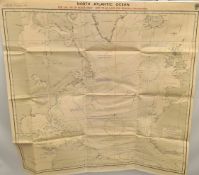 WWII Military British Naval North Atlantic Canvas Map