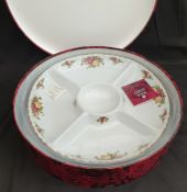 Vintage Royal Albert Old Country Rose Chip & Dip Platter Boxed