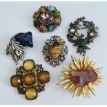 Vintage Parcel of Agate Brooches 6 in Total
