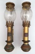 Antique Pair White Star Liverpool Berth or Carriage Lamps