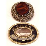 Antique Victorian Jewellery Mourning Brooch & 1 Other