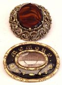 Antique Victorian Jewellery Mourning Brooch & 1 Other