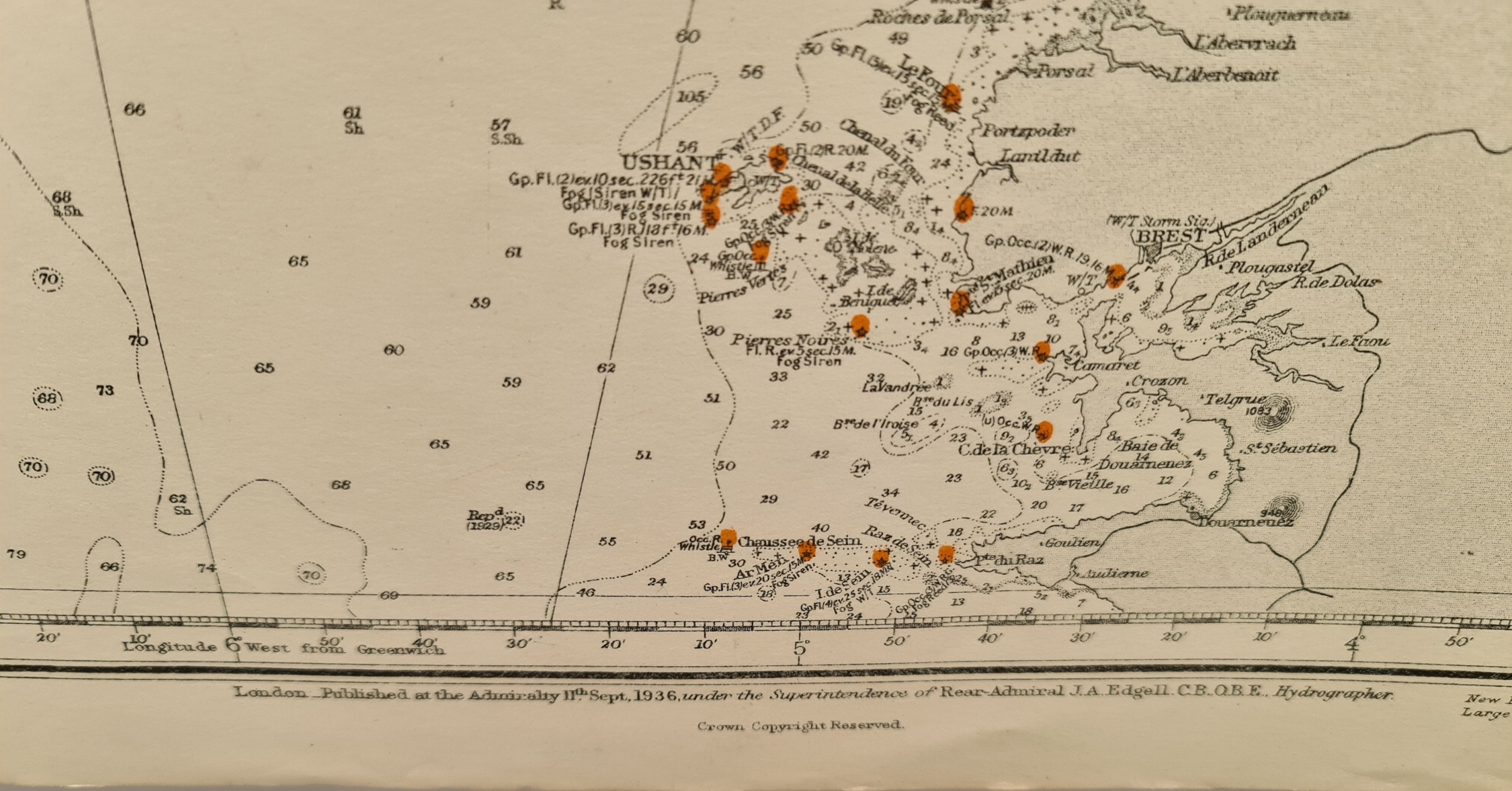 WWII Military British Naval English Channel & Western Approaches Map - Image 5 of 6