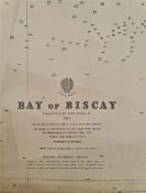 WWII Military British Naval Bay of Biscay Map