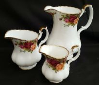 Vintage Royal Albert Old Country Rose 3 Graduated Jugs