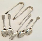 Antique Parcel of Georgian & Victorian Sterling Silver Tea Spoons Sugar Nips etc