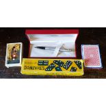 Vintage Sheaffer Fountain Pen Boxed Plus Playing Cards & Dominoes