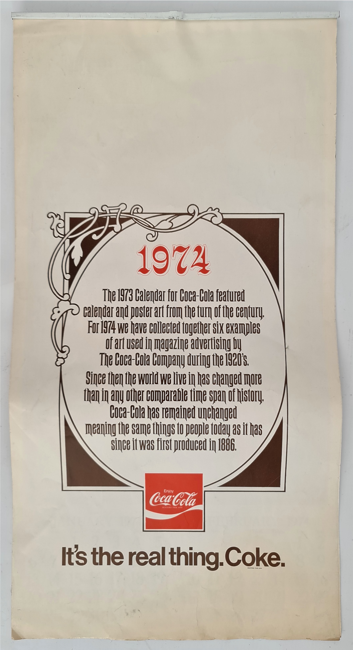 Vintage 1974 Coca Cola Wall Calendar - Image 4 of 4