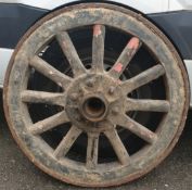 Antique Cart Wheel Wood With Iron Rim