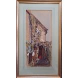 Antique Art Watercolour Painting A Little Piece of Worcester