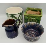 Antique Parcel of Plant Pot Holders & Jug Includes Pool Pottery