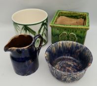 Antique Parcel of Plant Pot Holders & Jug Includes Pool Pottery