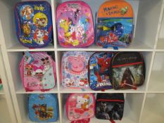10Pcs Assorted Kids Design Character Backpacks ,From A Mix Of Disney , Marvel , F