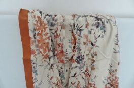 John Lewis Orange Floral Lined Single Curtain Double Pleat W60cm D245cm (R11)