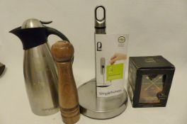4 Items Simplehuman Kitchen Roll Holder, Thermos Flask & Salt Mill (A13)