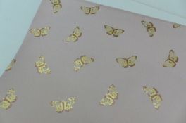5 Bundles of Pink & Gold Butterfly Gift Paper