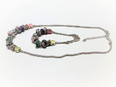 Silver Beaded Charm Necklace & Bracelet