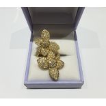18Ct Yellow Gold Double Floral Diamond Ring