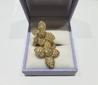18Ct Yellow Gold Double Floral Diamond Ring