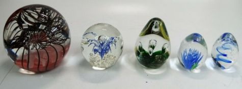 5 Ornate Glass Paperweights