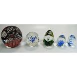 5 Ornate Glass Paperweights