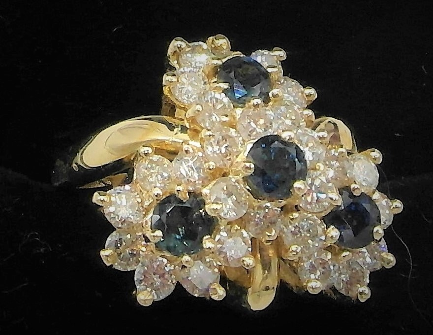 14Ct Yellow Gold 4 Piece Sapphire & Diamond Ring Set