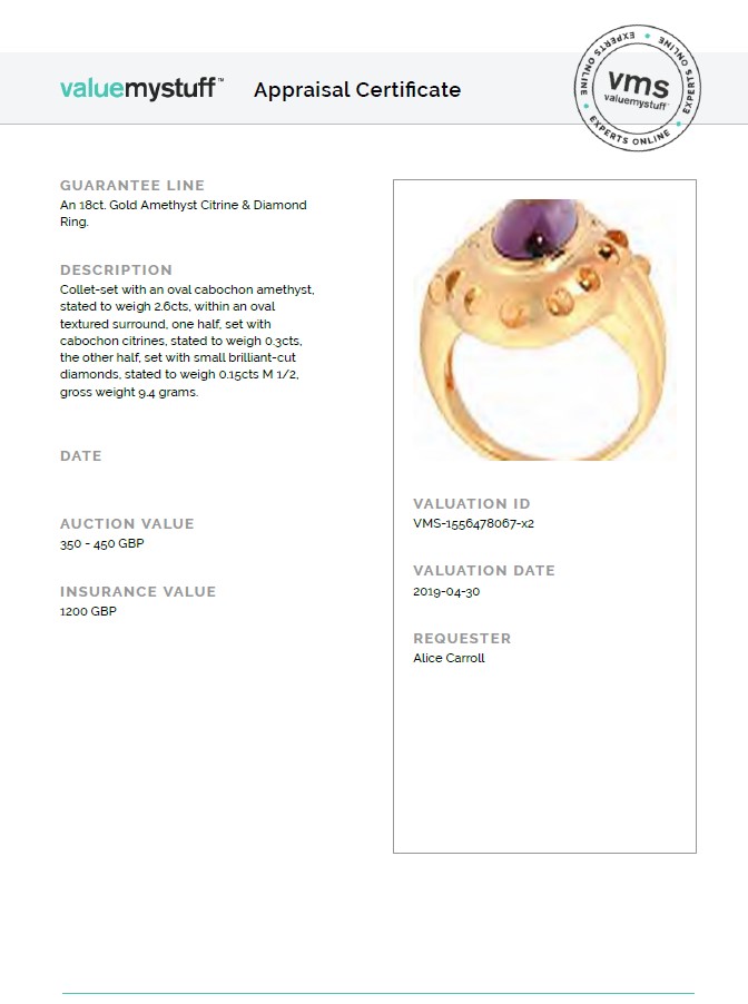 18Ct Yellow Gold Amethyst, Citrine & Diamond Ring - Image 2 of 7