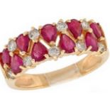 18Ct Yellow Gold Ruby & Diamond Half Hoop Ring