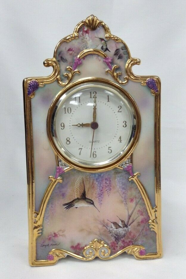 Beautiful Garden Whispers Limited Edition Hummingbird Porcelain Clock