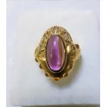 18Ct Yellow Gold Amethyst, Citrine & Diamond Ring